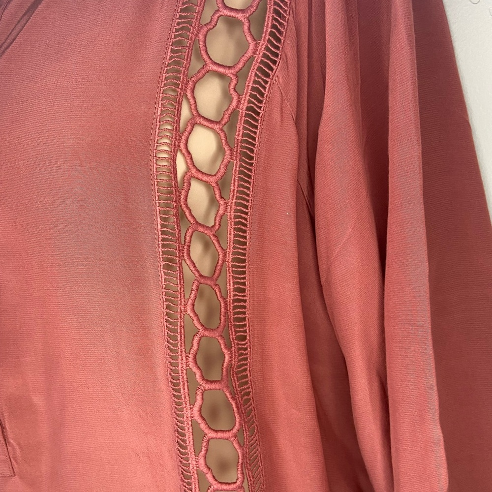 NWT LOFT $69.50 Mauve Button Down Round Neck Long Sleeve Too SZ L Petite - Picture 3 of 9